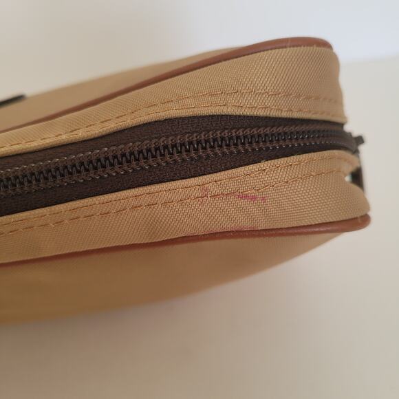 Lancel Paris Vintage Zip Pouch Handbag Nylon Leather Beige Designer Guality - Picture 5 of 9